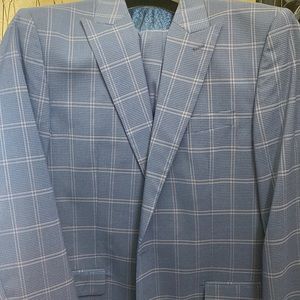 RossiMan 46L Mens suit Navy blue brown check